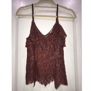Maroon laced ruffled top